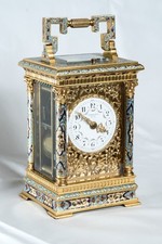 Elegant French Champlevé Enamel Striking & Repeating Carriage Clock, Circa 1900