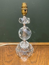 Mid Century Glass Crystal Table Lamp / Side Lamp - Height 11 1/4 Inches