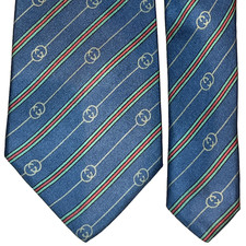 GUCCI MENS SILK TIE NAVY, GREY