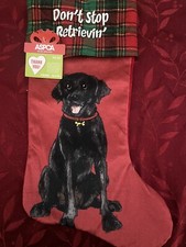Golden Retriever Holiday Christmas Dog Stocking Red, Green And Black Plaid.
