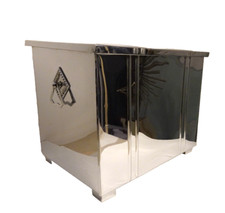 ANTIQUE ART DECO COAL BUCKET BOX CHROME 1930s WITH LINER CONTAINER BOX