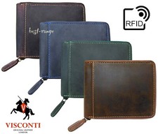Mens Leather Wallet RFID Zip Around Visconti Hunter Quality Design New Boxed 702
