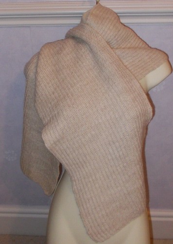 Hand knitted beige scarf - 12", x
