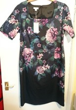 Monsoon Peony Shift Dress Uk 20 Black Floral Bnwt Multi Coloured 