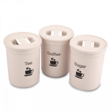 Kitchen Storage Jars Tea Coffee Sugar Set Plastic Canisters Jar Air Tight Lids