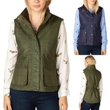 Ladies Tweed Print Gilet Women's Shooting Waistcoat Bodywarmer Rydale 2 Colours