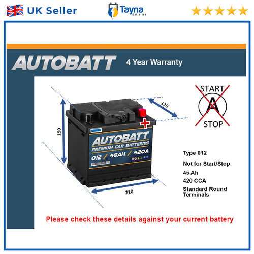 Battery fits abarth 500 124 - battery,