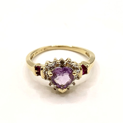 Amethyst heart 9ct - gold, ring