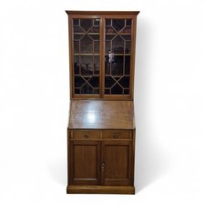 Antique writing bureau bookcase - storage desk with cupboard / display cabinet