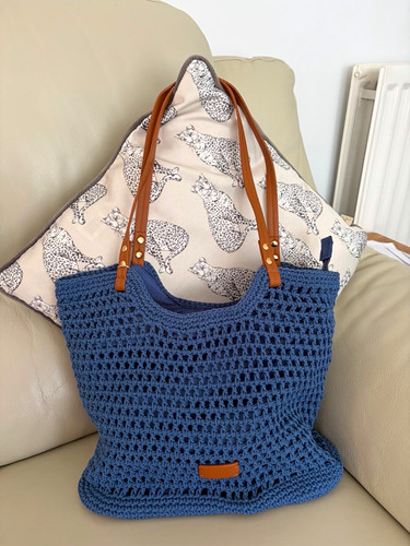 Blue shopping bag zip - shopping, zip,