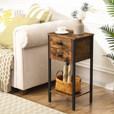 HOOBRO Tall Bedside Table Side Table with 2 Drawers Industrial Telephone Table