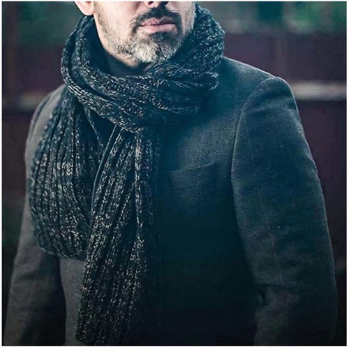 Mens thick cable knitted - knitted, scarf