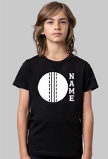 Cricket ball T-shirt personalised baller bowling player name front printed top