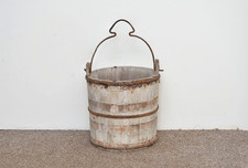 old vintage wooden rice bucket