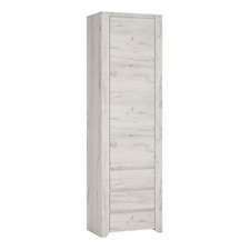 ANGEL TALL NARROW ONE DOOR 3 DRAWER CUPBOARD WARDROBE IN WHITE OAK