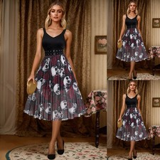Women Skull Print Midi Dress