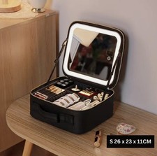 Portable Makeup Bag with LED Mirror – Travel Vanity Case & Beauty Storage Box