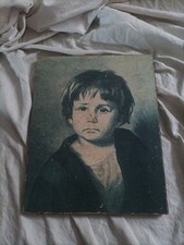 Vintage Gypsy Crying Boy Paper Board Picture 24 x 30 x 1.3 CM 