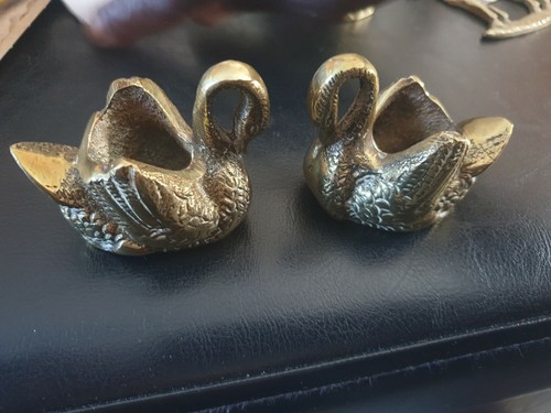 Antique heavy brass swan - brass,