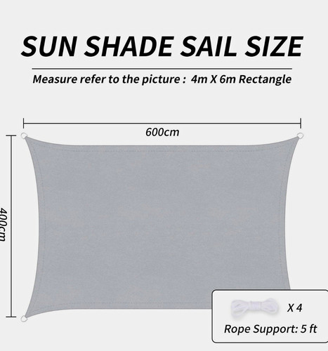 Grey rectangle sun shade sail - sun,