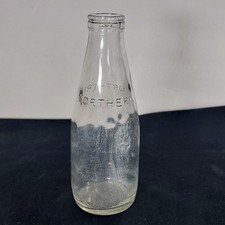 Vintage Milk Bottle Northern Dairies Clear Glass UK 1 Pint 21cm Height