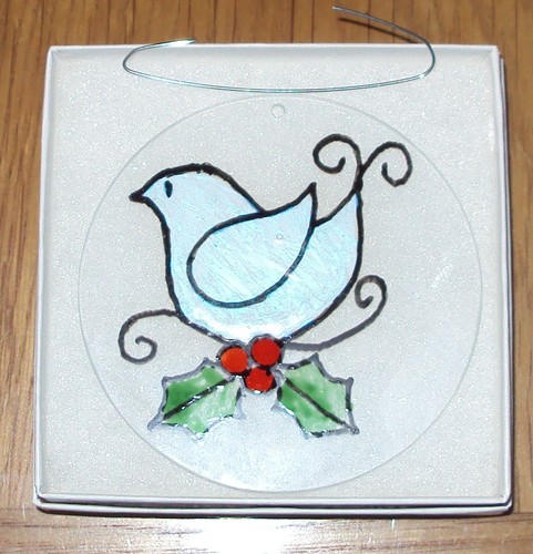 Hand painted dove - painted, glass