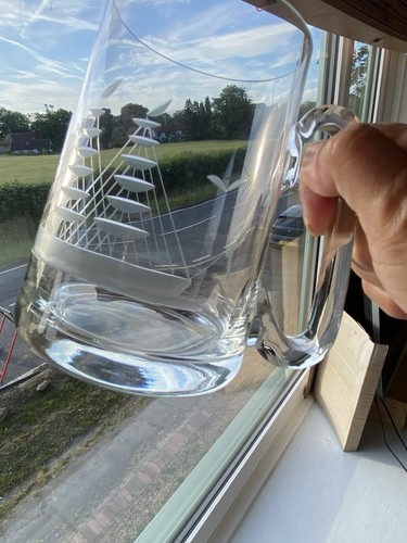 Nautical glass tankard etched - nautical,