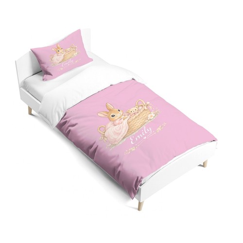 Pink bunny teddy basket cot - bunny,