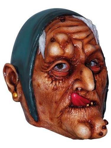 Mask head witch licking lip - head,