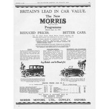 MORRIS MOTORS The Oxford and the Cowley - Vintage Print 1925