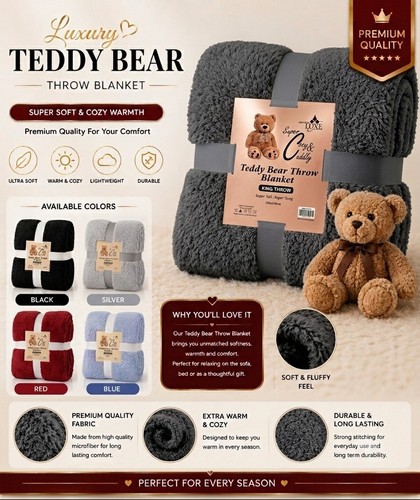 Teddy bear fleece throw - teddy,