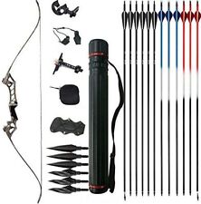 50 Lbs Recurve Bow Arrow Set Archery Hunting Shooting Take Down Long Bow 