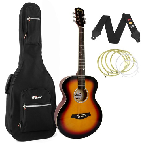 Tiger sunburst acoustic guitar - tiger,