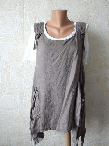 Women dress brown linen - women,