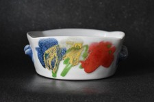 Jamice Tchalenko Dartington Studio Pottery Squared Bowl with Handles Poppy