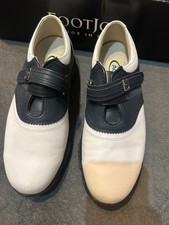 FOOTJOY AQL Golf Shoes Leather White & Navy Boxed VGC UK 4.5 (Free P+P)