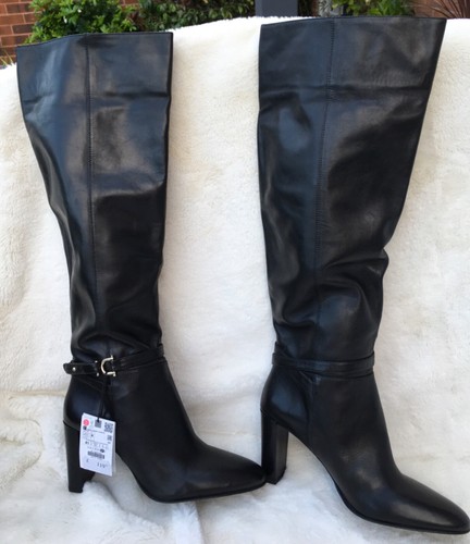 Nwt zara black leather high - ,