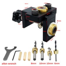 Doweling Jig Pocket Hole Jig Kit Wood Vertical Drilling Detachable Locator UK