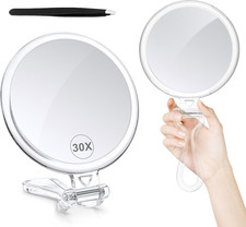 Magnifying Mirror, 30X Magnifying Mirror with Handle, Travel Makeup with Double 