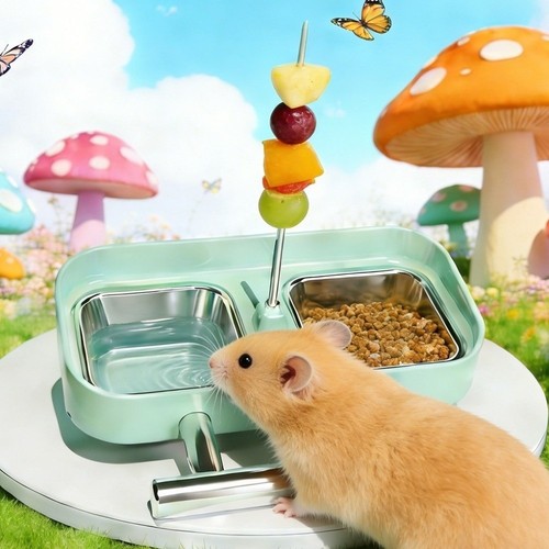 Double bowl bird cage feeder - bowl,