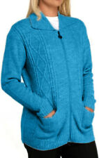 Ladies Zip Up Cardigan Womens Knitted Long Sleeve Jumper Casual Sweater UK S-2XL