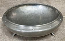 Vintage English My Lady Hand Hammered Pewter Tri Footed Fruit Bowl 23cm Diameter
