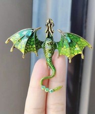 Fashion Crystal Enamel Flying Dragon Brooch Pin Women Costume Jewelry 
