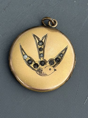 Antique gold tone round photo - antique,