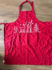 100% Cotton Red Embroided Christmas  Tie Up Apron From Marks And Spencer