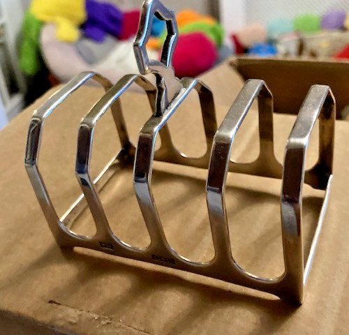 Antique solid silver toast - solid,