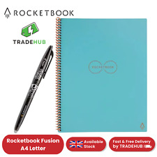 Rocketbook Fusion A4 Letter Notebook Teal Eco-Friendly Dotted Notebook Reusable