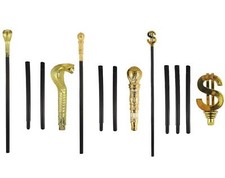 Walking Egyptian Pharaoh Cane Snake Scepter Stick Pimp With Gold Top 3 Pcs Set