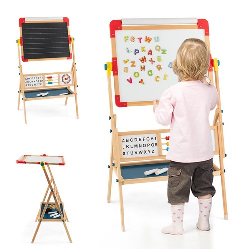Wooden kids art easel - art,