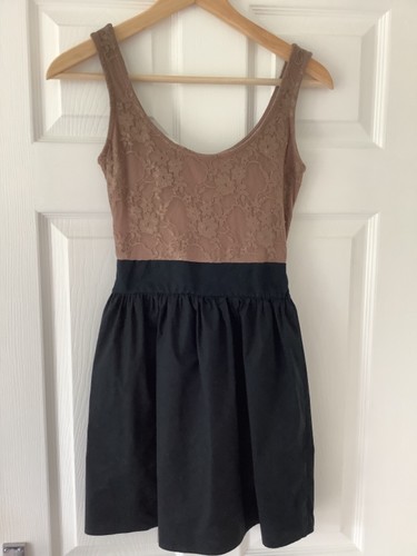 Evita black brown lace dress - black/brown,